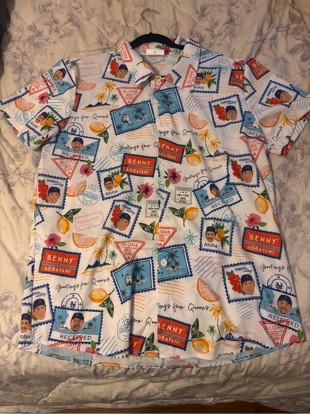 Benny Agbayani White Hawaiian Multi Stamp-Print Short Sleeve Shirt